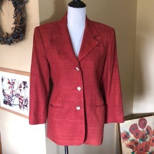 Vtg 90s Y2K ANN TAYLOR Size 6 Longline Blazer 100% Nubby Silk Pumpkin Spice FALL